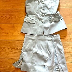 Elegant Gray Women's Skirt Set